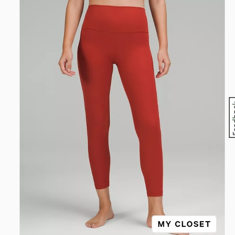 NWOT! Lululemon athletica burnt orange ribbed leggings 25” size 8